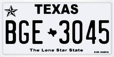 TX license plate BGE3045