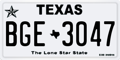 TX license plate BGE3047