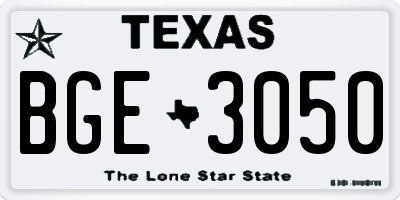 TX license plate BGE3050