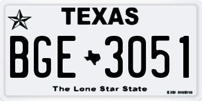 TX license plate BGE3051
