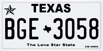 TX license plate BGE3058