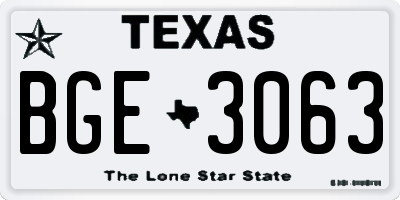 TX license plate BGE3063