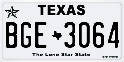 TX license plate BGE3064