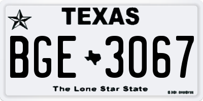 TX license plate BGE3067