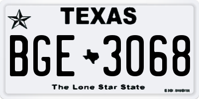 TX license plate BGE3068