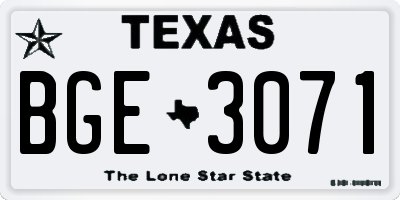 TX license plate BGE3071