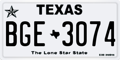 TX license plate BGE3074