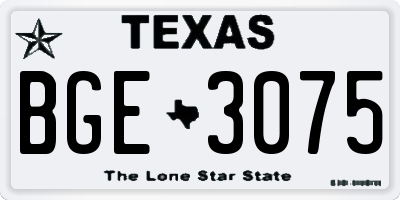 TX license plate BGE3075