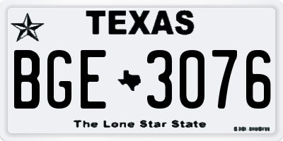 TX license plate BGE3076