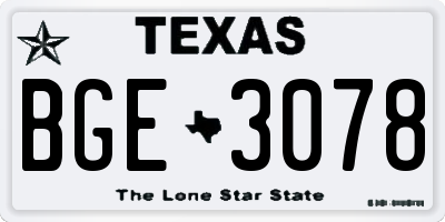 TX license plate BGE3078