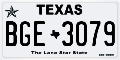 TX license plate BGE3079