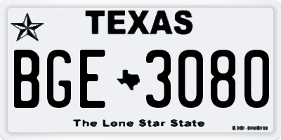 TX license plate BGE3080
