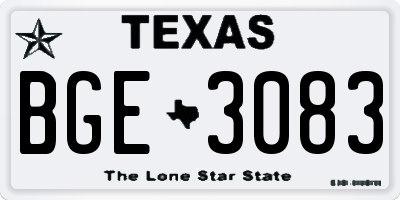 TX license plate BGE3083