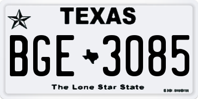 TX license plate BGE3085