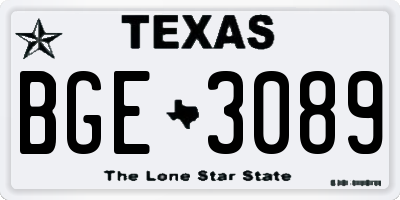TX license plate BGE3089