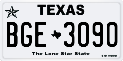 TX license plate BGE3090