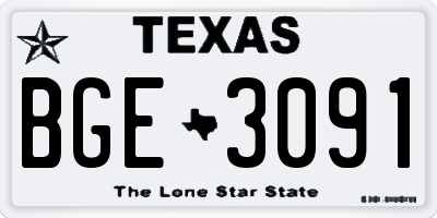 TX license plate BGE3091