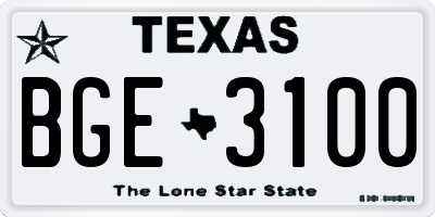 TX license plate BGE3100