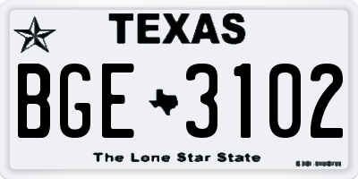 TX license plate BGE3102
