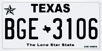 TX license plate BGE3106