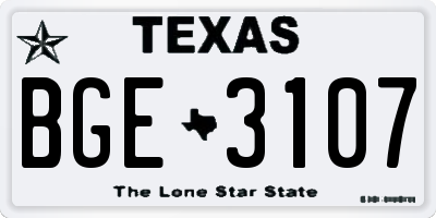 TX license plate BGE3107
