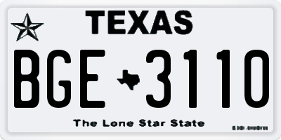 TX license plate BGE3110