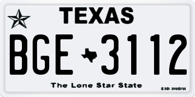 TX license plate BGE3112
