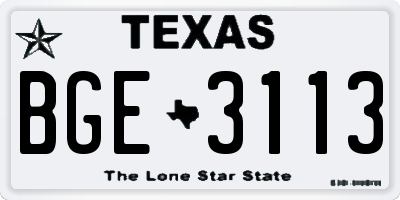 TX license plate BGE3113