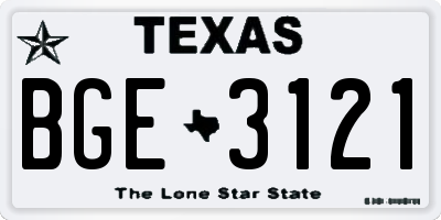 TX license plate BGE3121