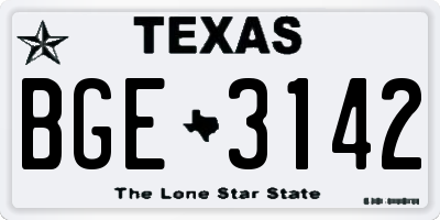 TX license plate BGE3142