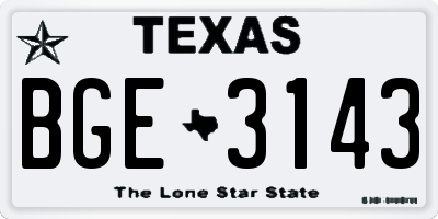 TX license plate BGE3143