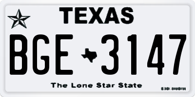 TX license plate BGE3147