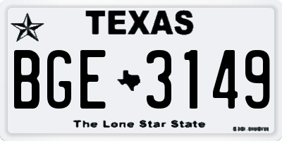 TX license plate BGE3149