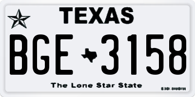 TX license plate BGE3158