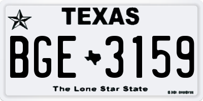 TX license plate BGE3159