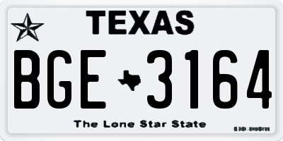 TX license plate BGE3164