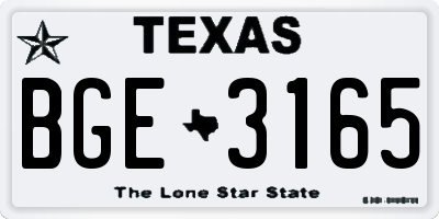 TX license plate BGE3165