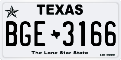 TX license plate BGE3166