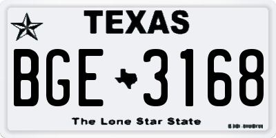 TX license plate BGE3168