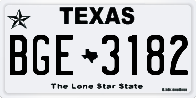 TX license plate BGE3182
