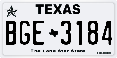 TX license plate BGE3184