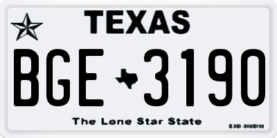 TX license plate BGE3190