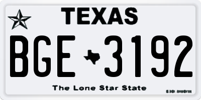 TX license plate BGE3192