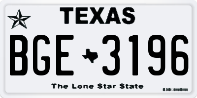 TX license plate BGE3196