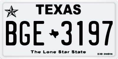 TX license plate BGE3197