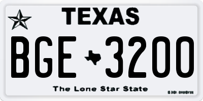 TX license plate BGE3200