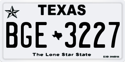TX license plate BGE3227
