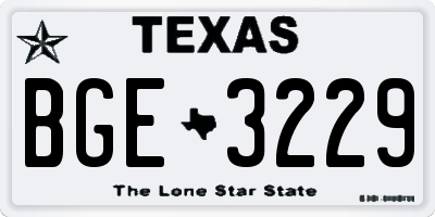 TX license plate BGE3229