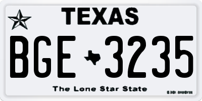 TX license plate BGE3235