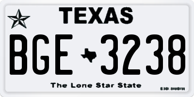 TX license plate BGE3238